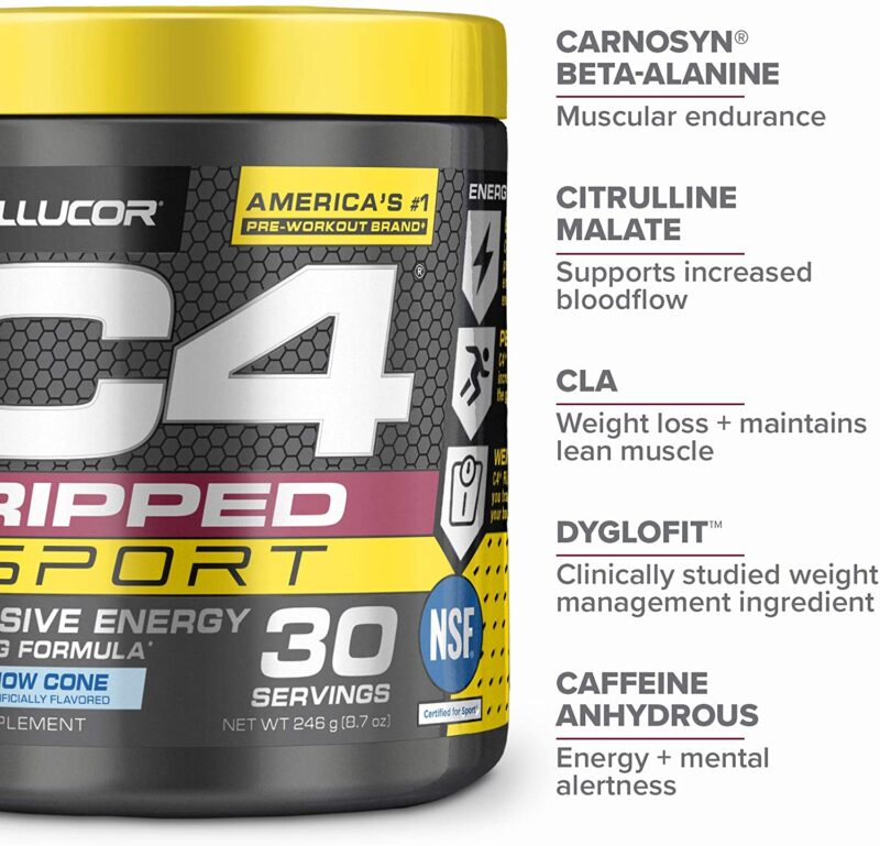 C4 Ripped Sport Pre Workout Powder Arctic Snow Cone