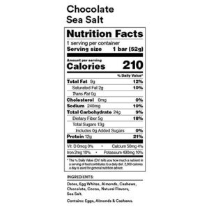 RXBAR, Chocolate Sea Salt, Protein Bar, 1.83 Oz (Pack of 12) High Protein Snack, Gluten Free