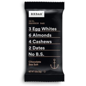 RXBAR, Chocolate Sea Salt, Protein Bar, 1.83 Oz (Pack of 12) High Protein Snack, Gluten Free
