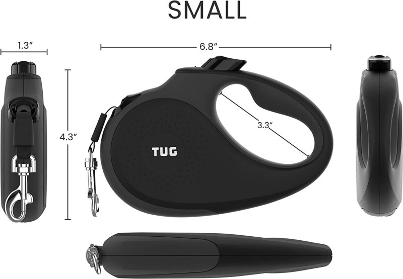 TUG 360° Tangle-Free, Heavy Duty Retractable Dog Leash with Anti-Slip Handle; 16 ft Strong Nylon Tape; One-Handed Brake, Pause, Lock