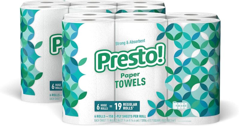 Presto! Flex-a-Size Paper Towels, Huge Roll, 12 Count = 30 Regular Rolls