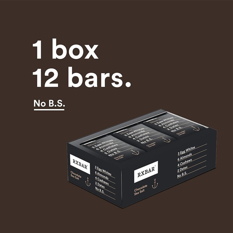 RXBAR, Chocolate Sea Salt, Protein Bar, 1.83 Oz (Pack of 12) High Protein Snack, Gluten Free